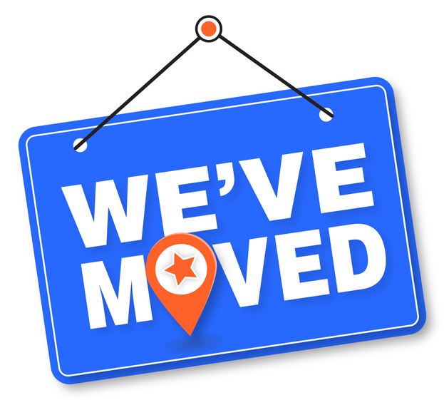 We've Moved store sign