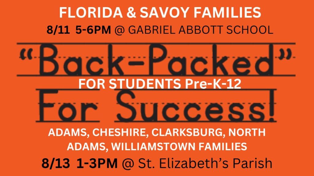 North Adams backpack giveaway